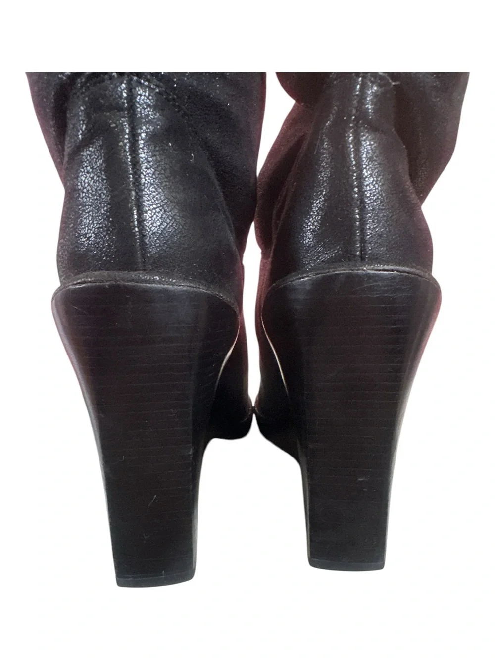 Michael Kors Black Knee-High Wedge Boots with Stud Buckle